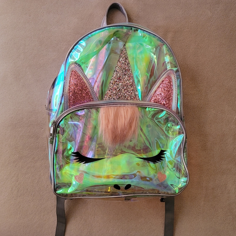 Omg Accessories Miss Gwen Unicorn Iridescent Transparent Large Backpack